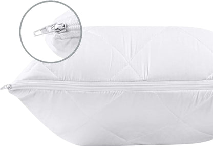 Pack of 4 Zipped WATERPROOF QUILTED Pillow Protectors Hypoallergenic Soft Covers
