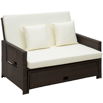 Garden Rattan Furniture Set 2 Seater Patio Sun Lounger Daybed Sunbed
