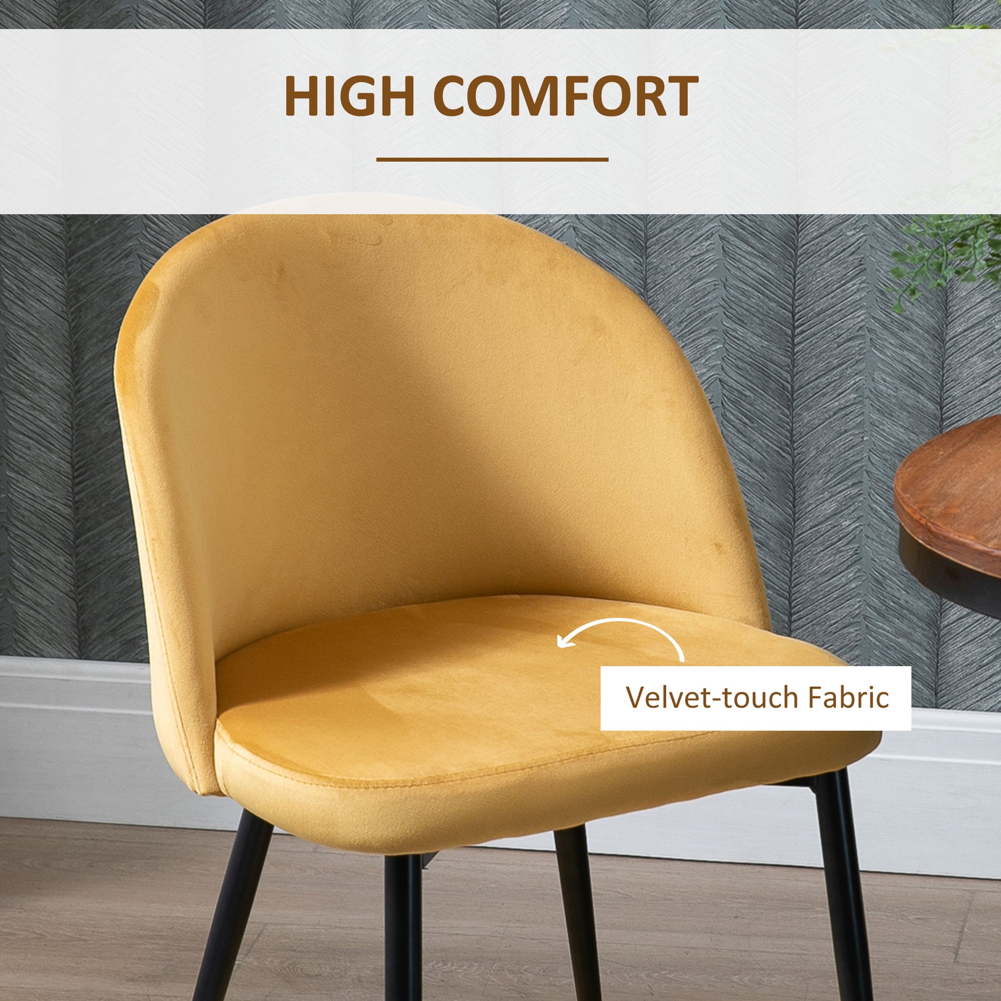 2 Pieces Modern Upholstered Fabric Bucket Seat Dining Chairs Living Room