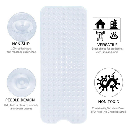 Extra Large Non Slip Bath Mat Bathtub Strong Suction Anti-Mold Rubber Shower Mat