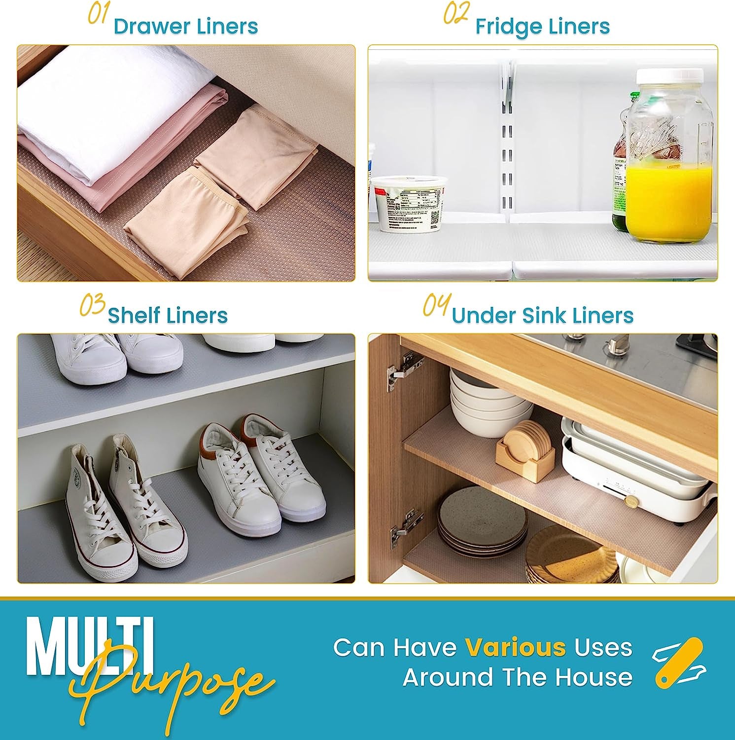 Kitchen Drawer Liners by Linda’S Essentials (30 X 200 Cm) - Non-Slip Cupboard & Fridge Mats, Protects from Spills, Multi-Use Shelf & Cabinet Liner, Great Kitchen Accessory (Clear)