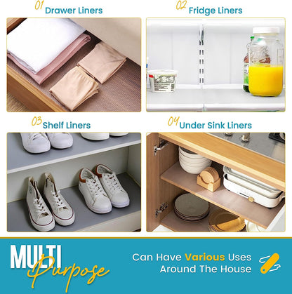 Kitchen Drawer Liners by Linda’S Essentials (30 X 200 Cm) - Non-Slip Cupboard & Fridge Mats, Protects from Spills, Multi-Use Shelf & Cabinet Liner, Great Kitchen Accessory (Clear)