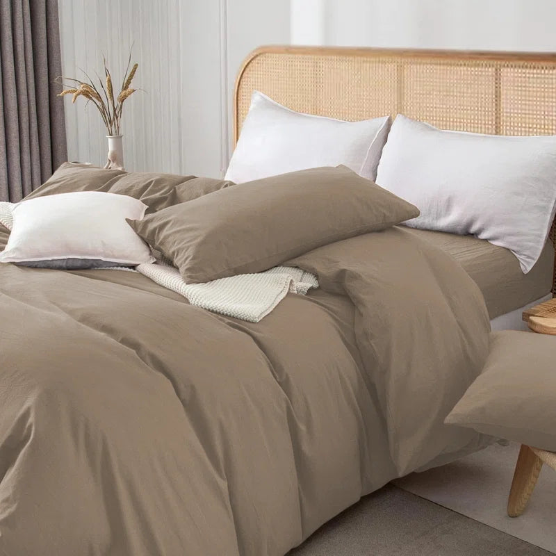 Rienk Super Soft 250 TC Microfibre Reversible Plain Duvet Cover Set with Pillow Cases