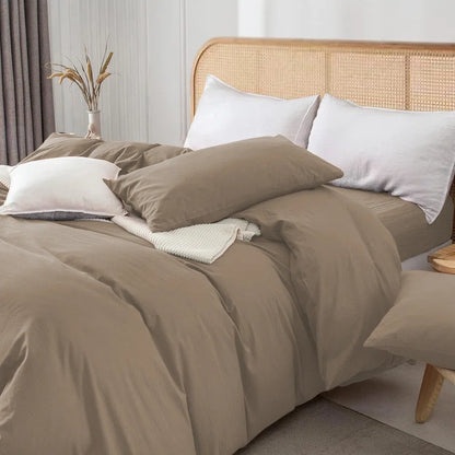 Rienk Super Soft 250 TC Microfibre Reversible Plain Duvet Cover Set with Pillow Cases
