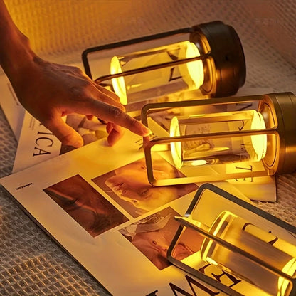 1pc Vintage Metal LED Table Lamp with Touch Control & USB Rechargeable