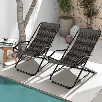 Outdoor Sling Chair with Armrests