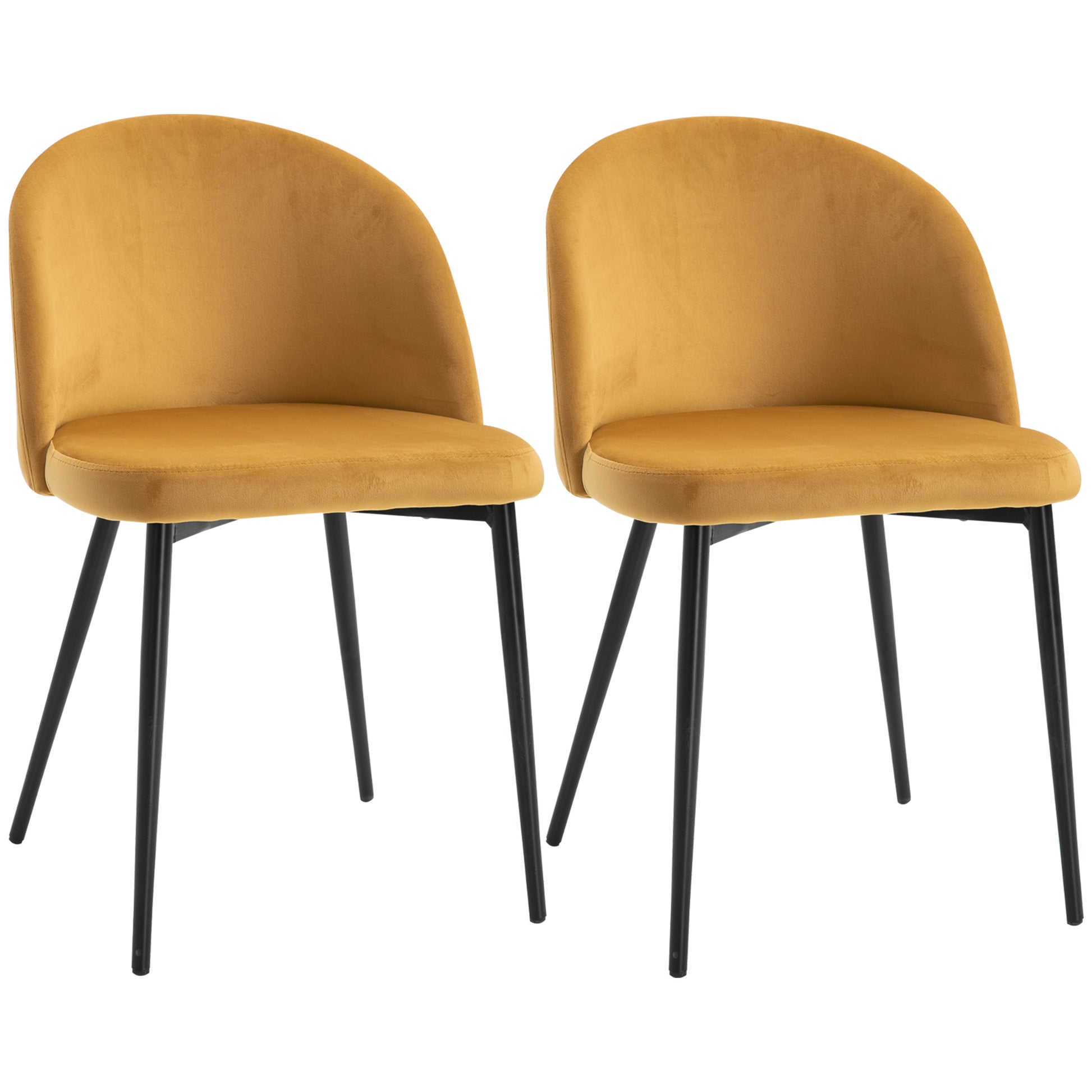 2 Pieces Modern Upholstered Fabric Bucket Seat Dining Chairs Living Room