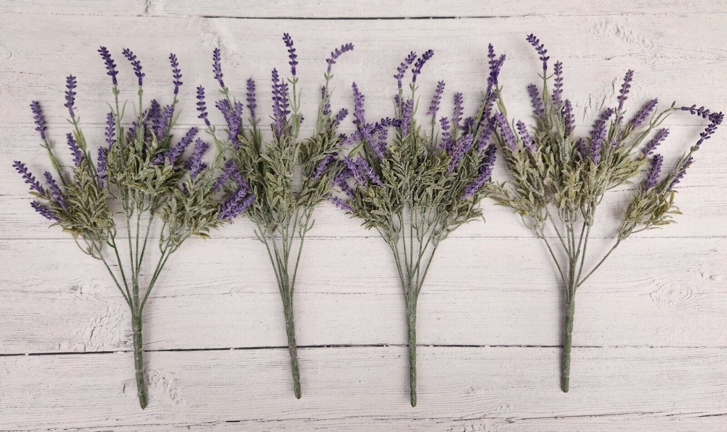 Artificial Lavender Flowers in Bundles Fake Silk Faux Lavender Plant Wooden Pots