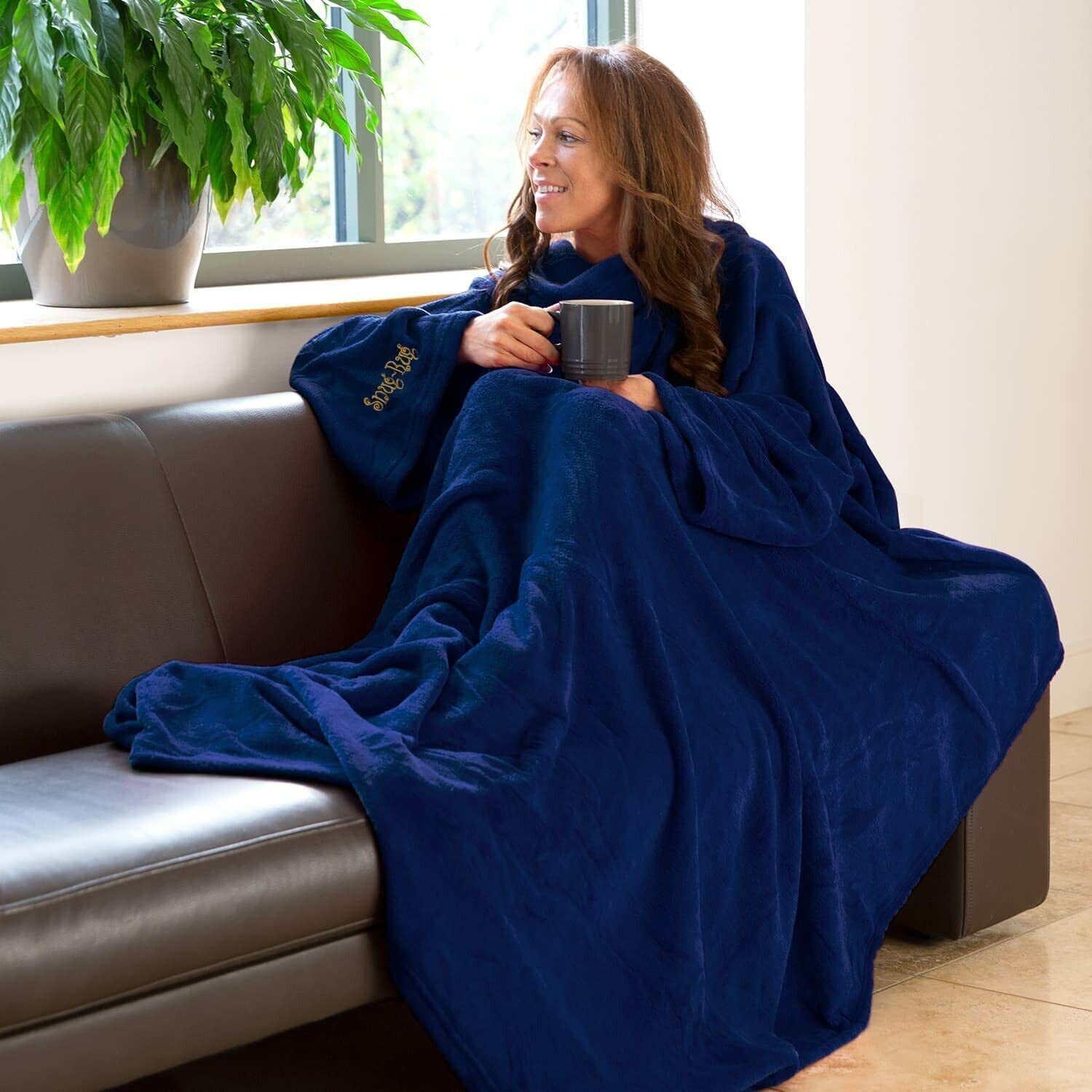Genuine Snug Rug DELUXE ™ ADULT Cosy Warm SLEEVED Arms Blanket Fleece Official