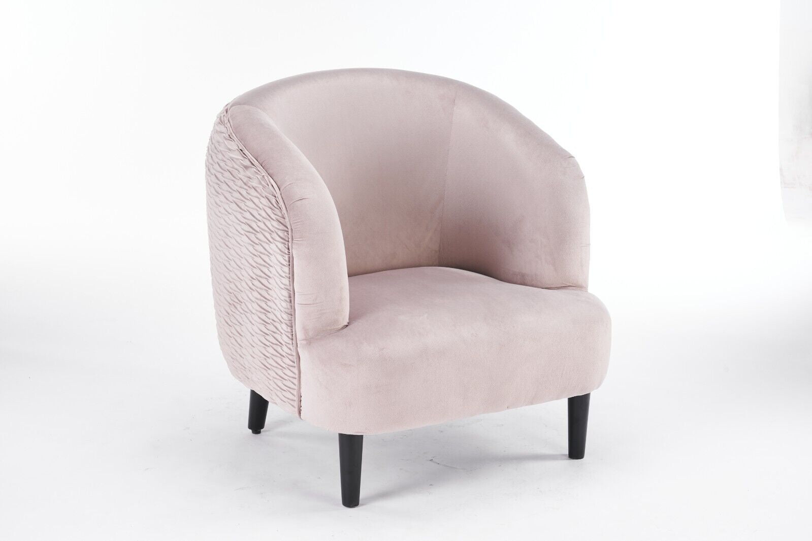 Stylish Design Velvet Tub Chair Accent Armchair Grey Barrel Chair for Bedroom