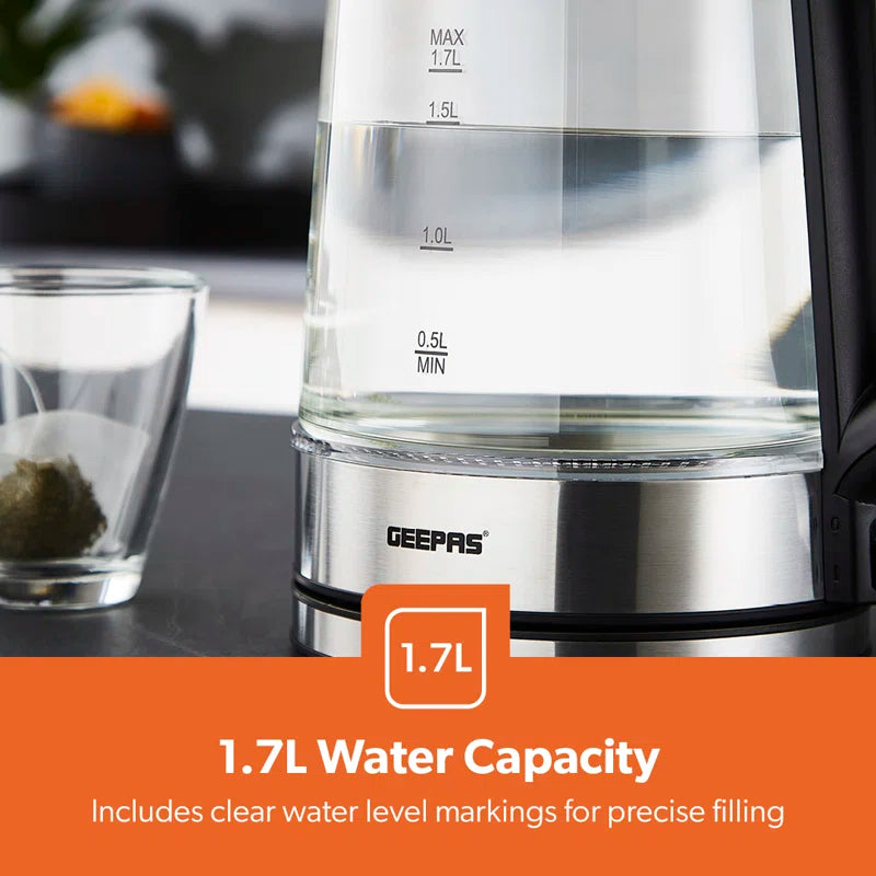 1.7L Illuminating Electric Glass Kettle 3000W Cordless