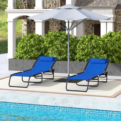 2 Pcs Beach Chaise Lounge 4 Adjustable Positions Sleeping Bed