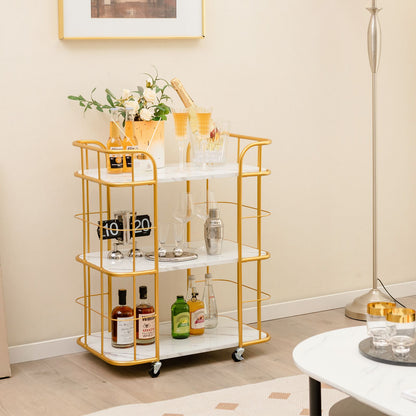 3-Tier Rolling Buffet Serving Cart with Lockable Wheels and Handles
