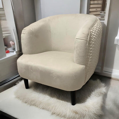 Modern and Stylish Tub Chair Accent Armchair Cream Velvet Barrel Chair Bedroom