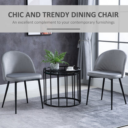 2 Pieces Modern Upholstered Fabric Bucket Seat Dining Chairs Living Room