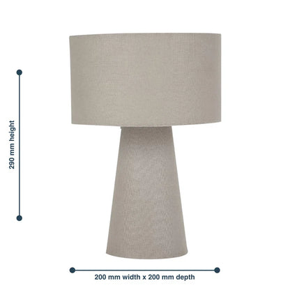 Set of 2 Cone - Grey Fabric Table Lamps or Bedside Lights.