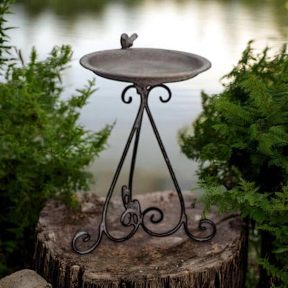Antique Iron Metal 50Cm Feeder Birdbath for Floral Outdoor Garden Ornament Décor