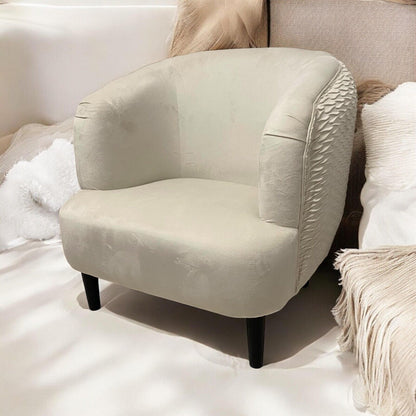 Modern and Stylish Tub Chair Accent Armchair Cream Velvet Barrel Chair Bedroom