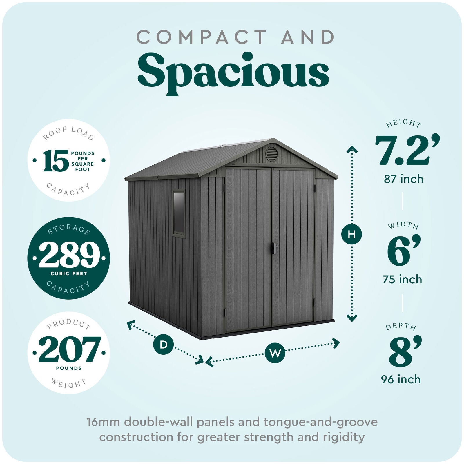 Keter Darwin Outdoor Garden Tool Storage Shed W/Window