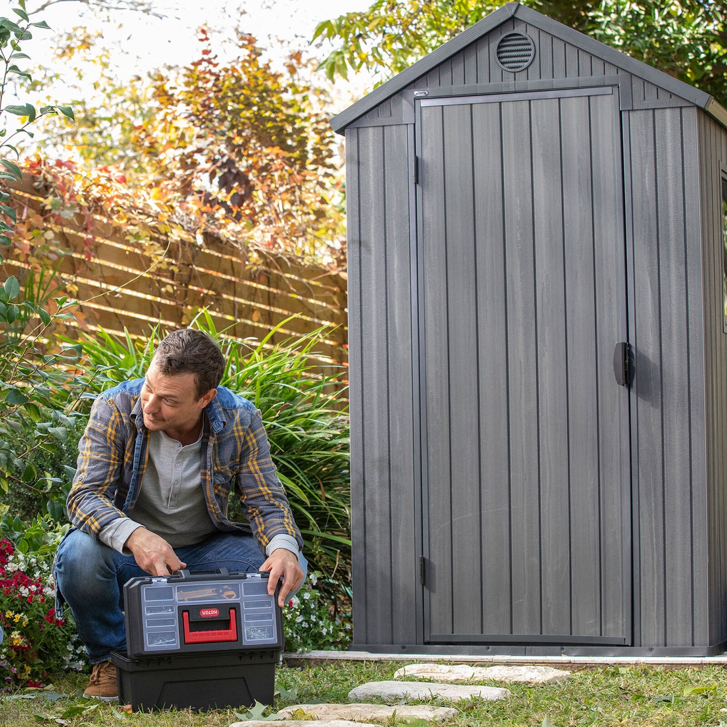 Keter Darwin Outdoor Garden Tool Storage Shed W/Window