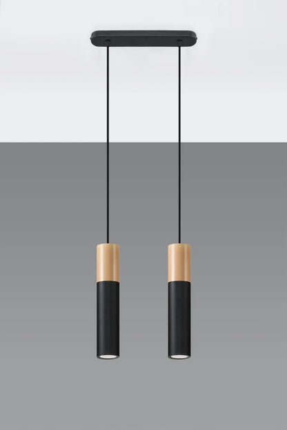 Dubin 2 - Light Kitchen Island;Cylinder;Cluster Cylinder Pendant with Wood Accents