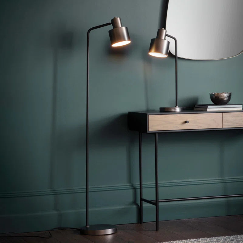 Salzman 148Cm Brushed Silver Task Floor Lamp