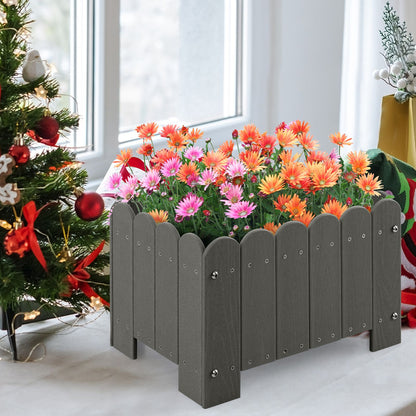 2 Pack Rectangular Planter Box HDPE Flower Pot with Drainage Gaps
