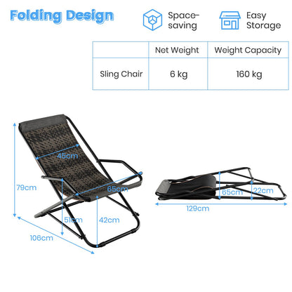 Outdoor Sling Chair with Armrests