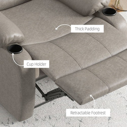 Recliner Chairs for Living Room, Microfibre Cloth Reclining Armchair, Brown
