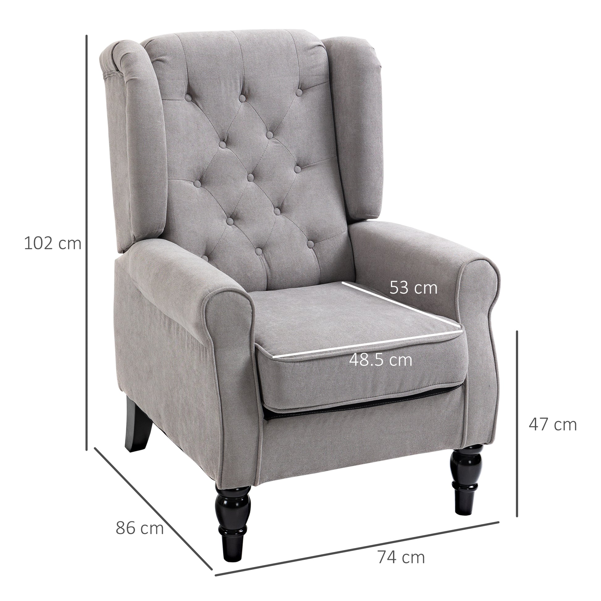 Retro Accent Chair Wingback Armchair with Wood Frame for Living Room