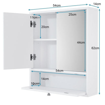 Wall-Mounted Bathroom Mirror Cabinet with Adjustable Shelf