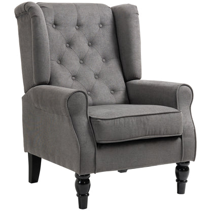 Retro Accent Chair Wingback Armchair with Wood Frame for Living Room