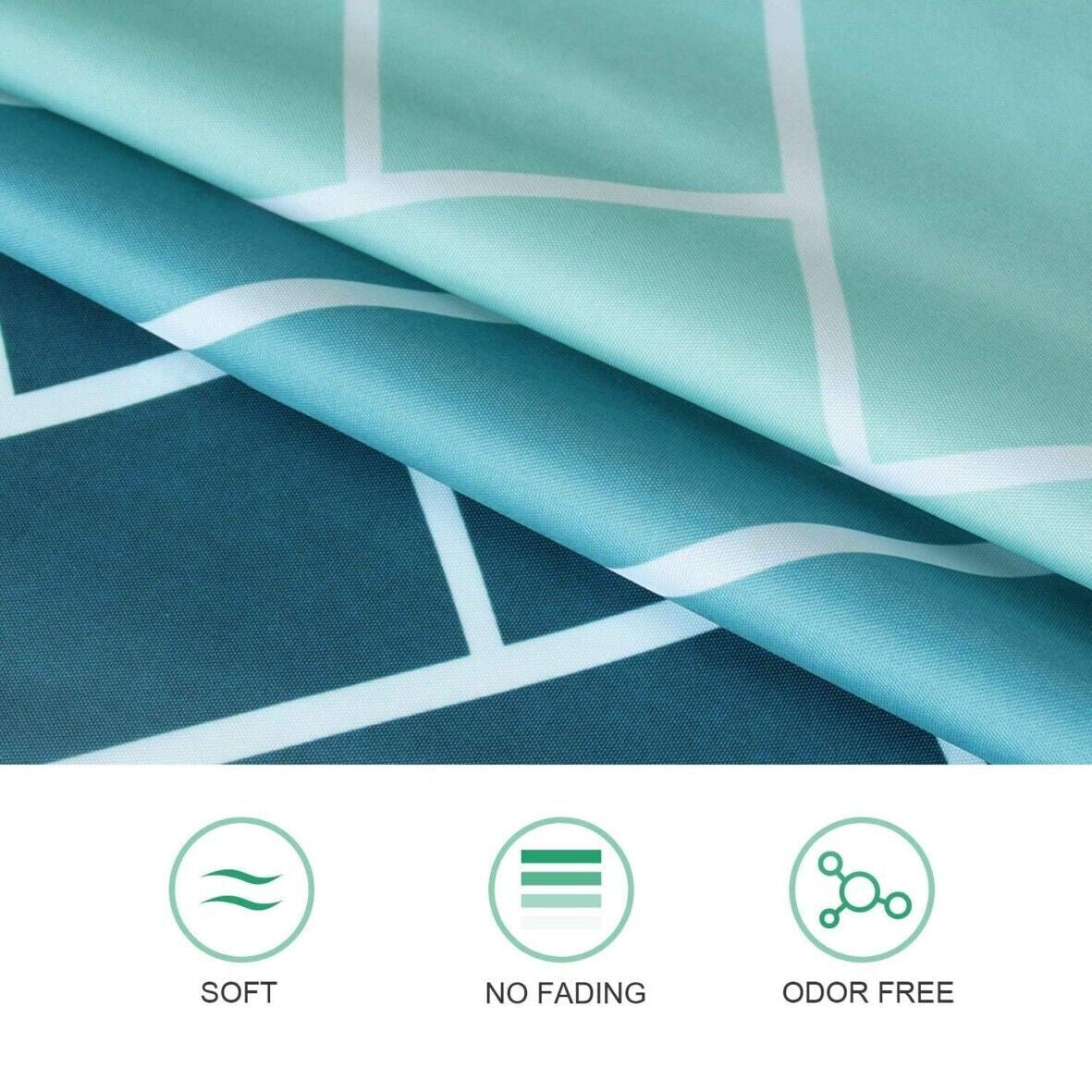 New Waterproof Polyester Fabric Bathroom Shower Curtain Sheer Panel 12 Hooks
