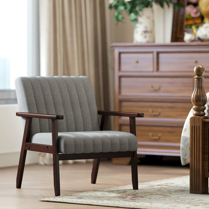 HOMCOM Modern Accent Chair Upholstered Armchair for Bedroom Living Room Grey