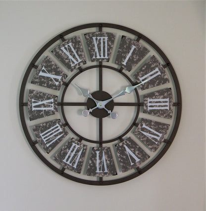 GARDEN WALL CLOCK LARGE INDOOR OUTDOOR GIANT OPEN FACE METAL 58CM