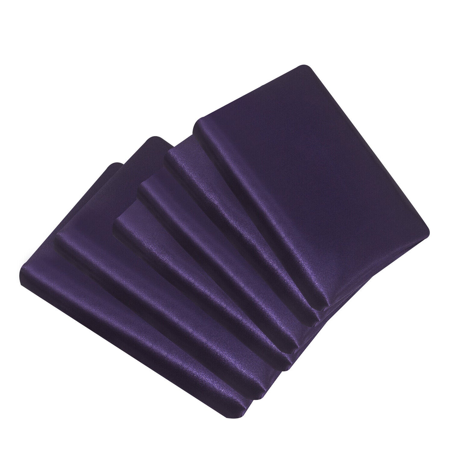 ROOEE 6PCS Satin Silk Complete Bedding Set Fitted Sheet Duvet Cover Pillow Cases