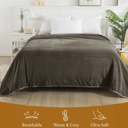 Large Fleece Blanket Throw Reversible Soft Warm Bed Sofa Blanket Double & King