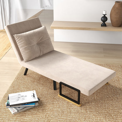 HOMCOM Click Clack Single Chair Bed Settee for Living Room, Guest Room, Beige