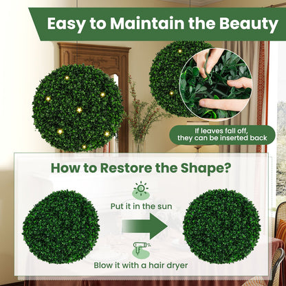 2 Pieces 52 CM Artificial Topiary Balls with 20 Zip Ties
