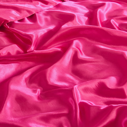 ROOEE 6PCS Satin Silk Complete Bedding Set Fitted Sheet Duvet Cover Pillow Cases