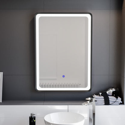 Nes Home Touch Sensor Bathroom LED Mirror Demister 500X700Mm Matte Black