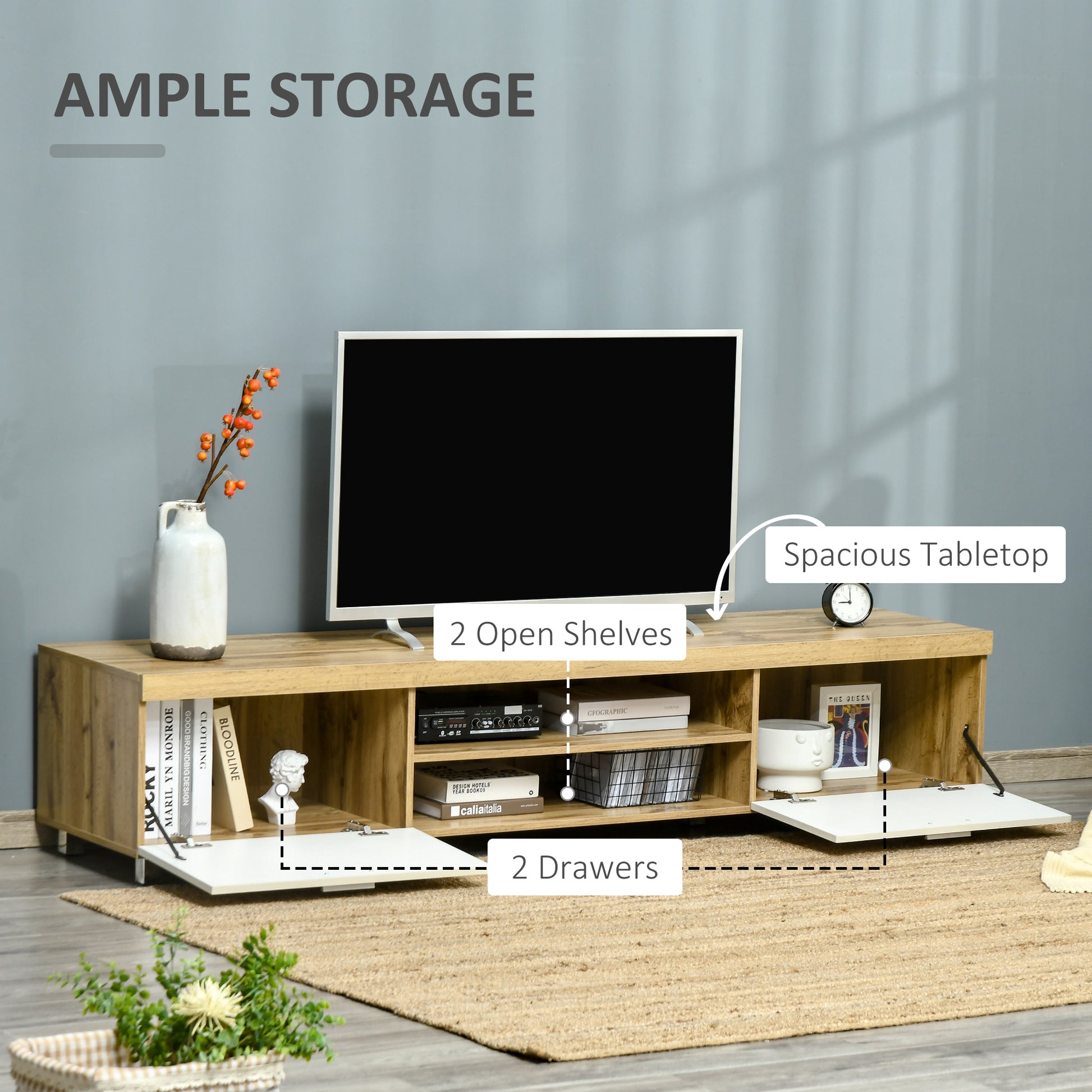 Modern Unit for TV W/ Cabinet Shelf for Living Room