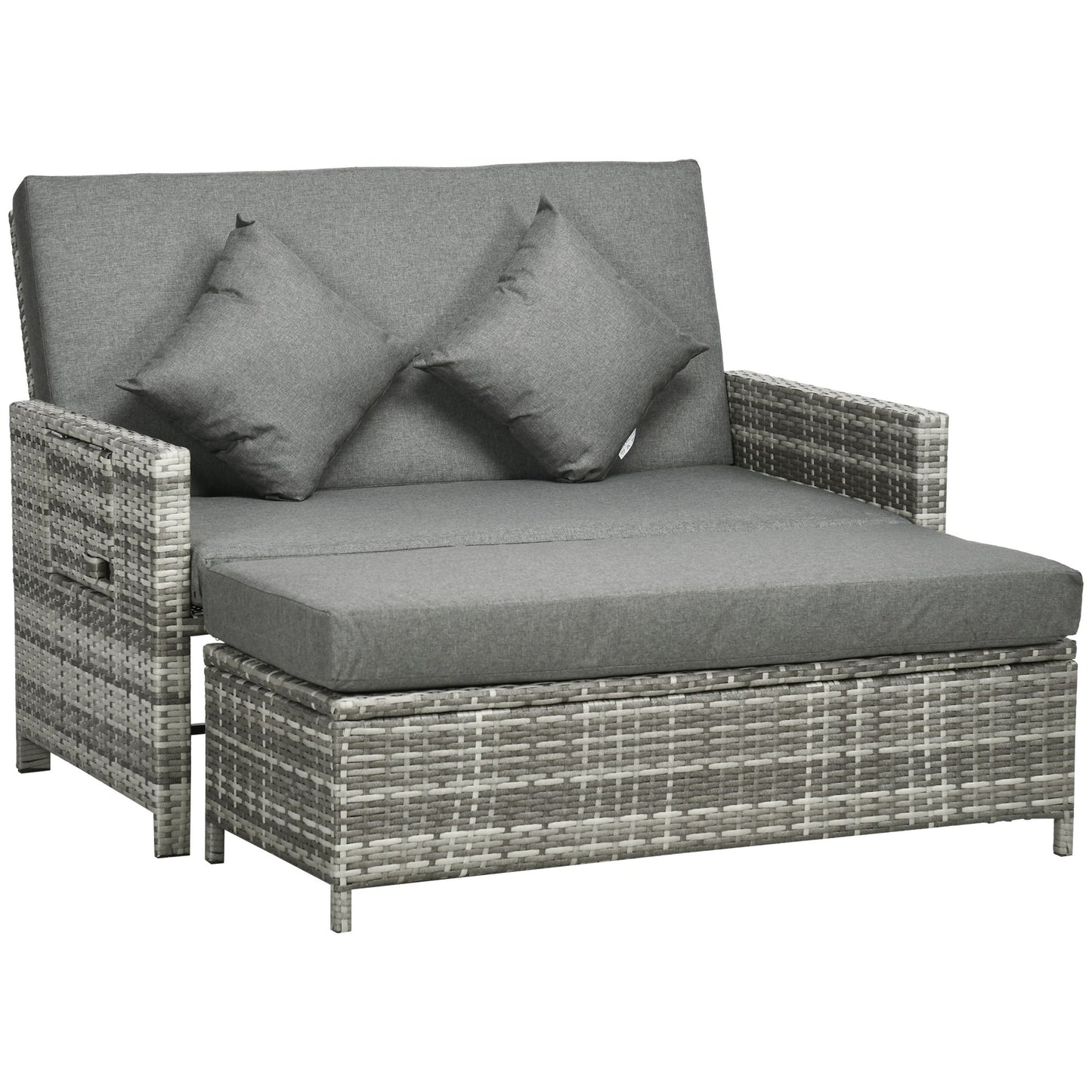 Garden Rattan Furniture Set 2 Seater Patio Sun Lounger Daybed Sunbed