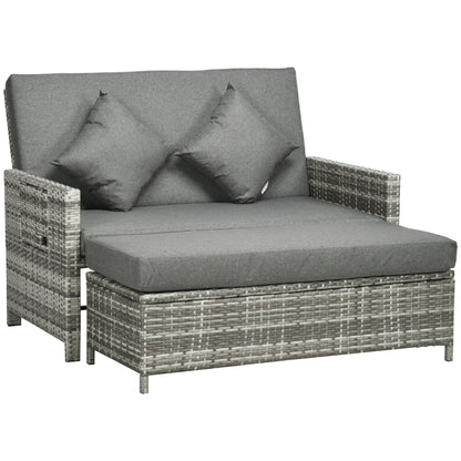 Garden Rattan Furniture Set 2 Seater Patio Sun Lounger Daybed Sunbed