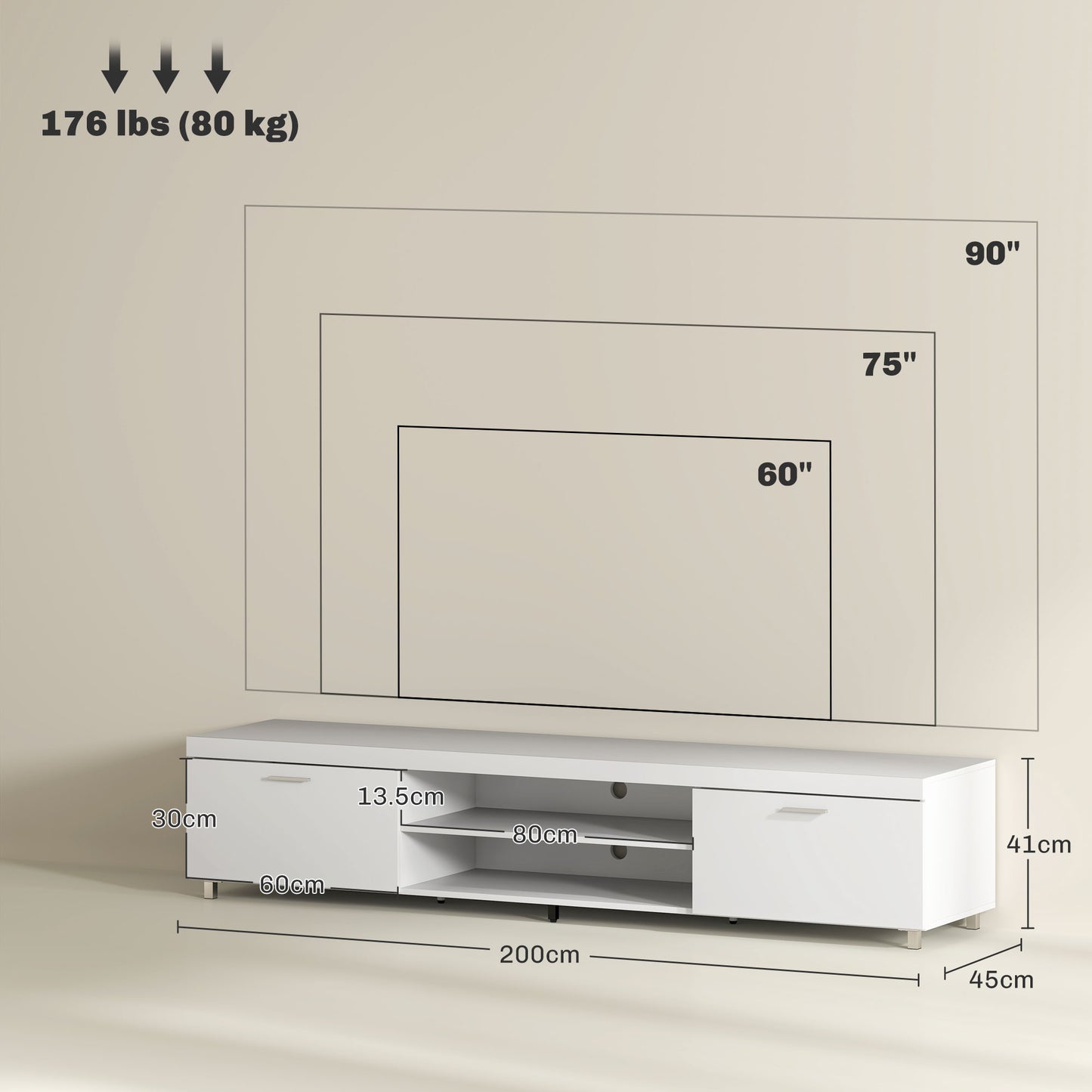 Modern Unit for TV W/ Cabinet Shelf for Living Room