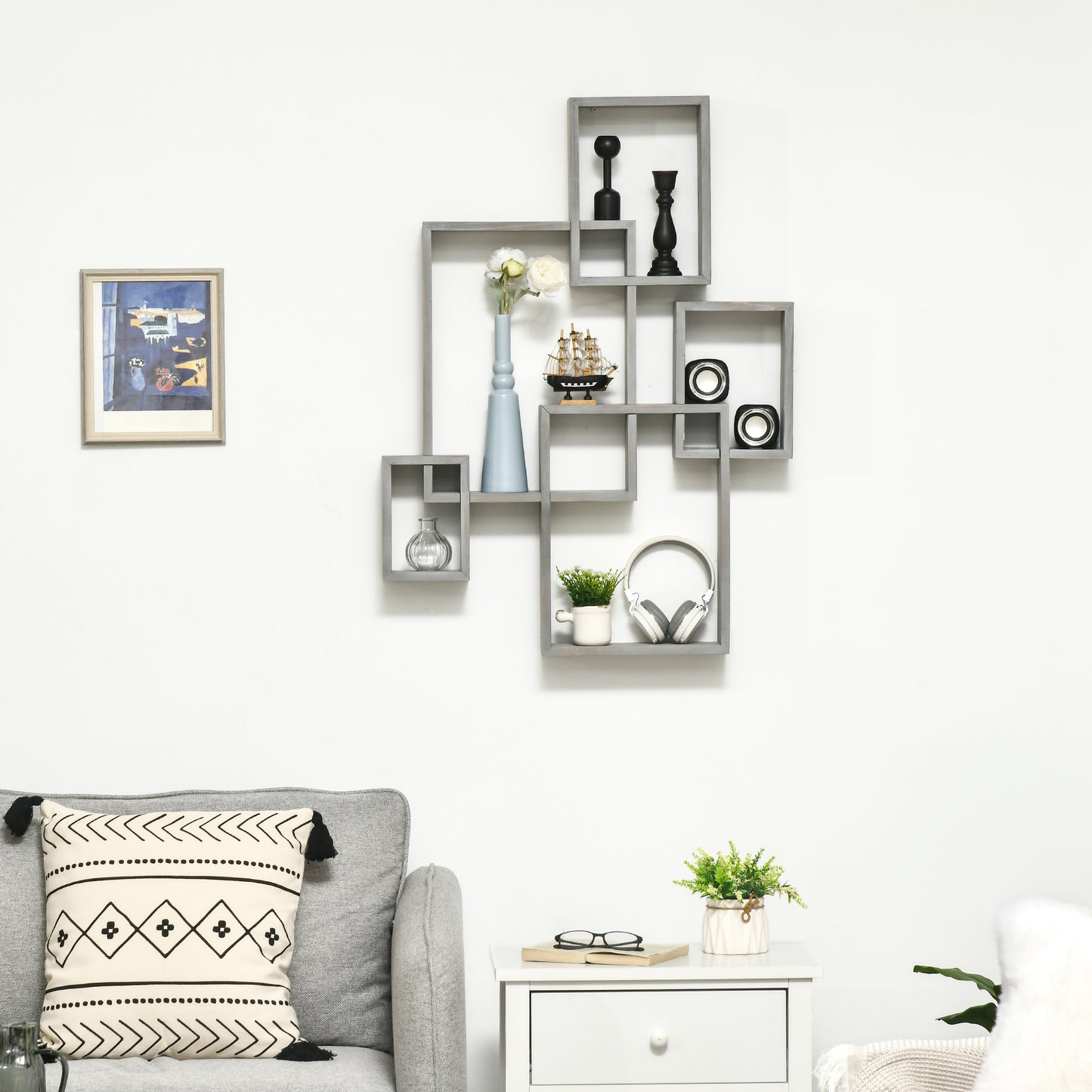 Wall Mounted Interlocking Cube Shelves, Display Wall Shelf for Living Room