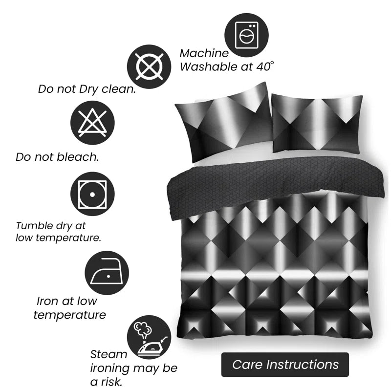 Cotton Blend Geometric Shapes Duvet Cover with Pillowcases