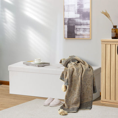 Folding Storage Ottoman Bench with Lid for Living Room