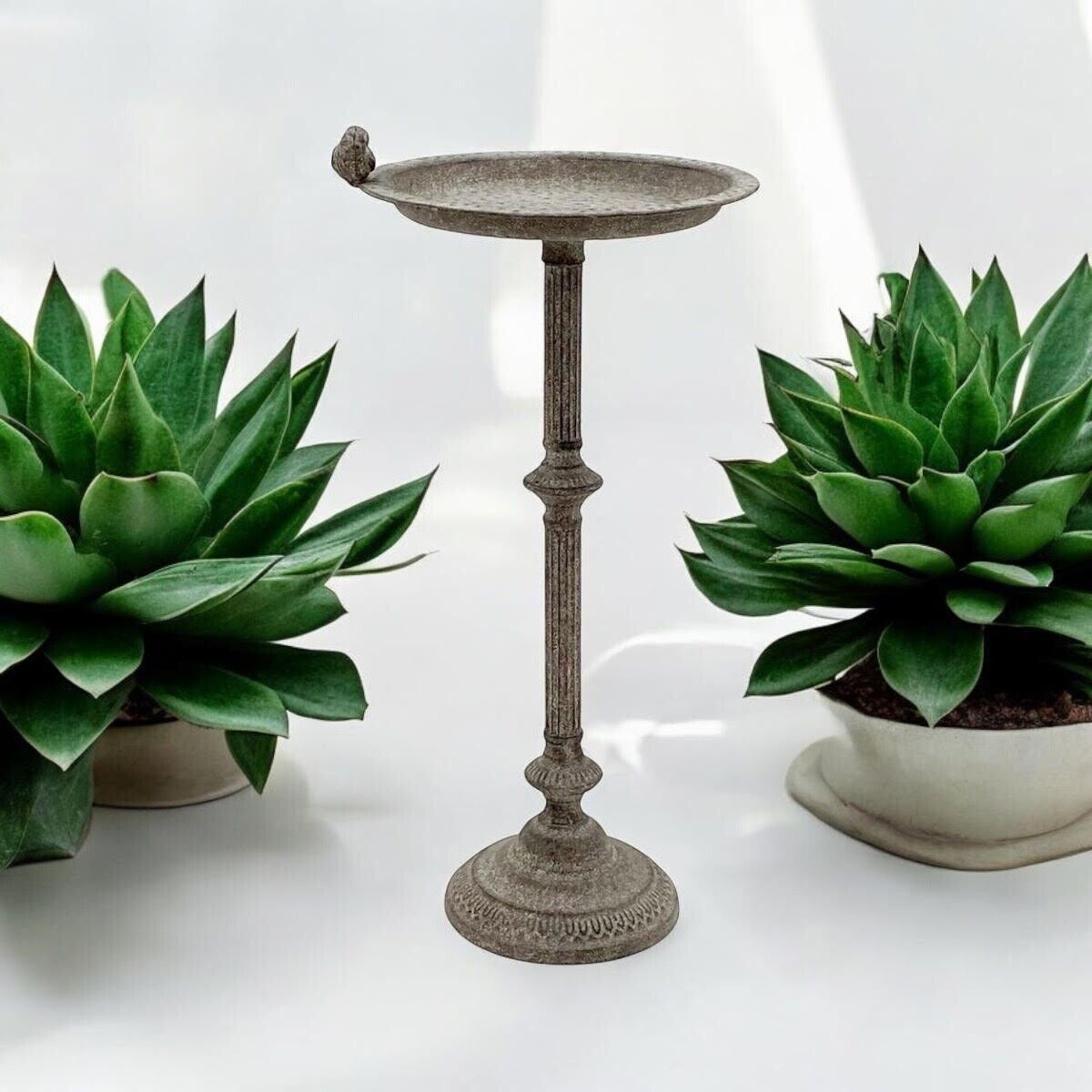 Antique Hand-Finished 65Cm Iron Birdbath Metal Feeder to Outdoor Garden Ornament
