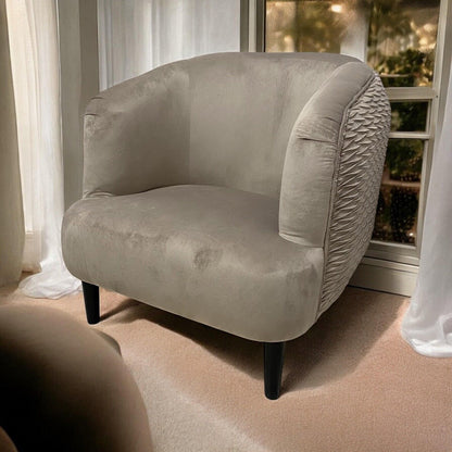 Stylish Design Velvet Tub Chair Accent Armchair Grey Barrel Chair for Bedroom